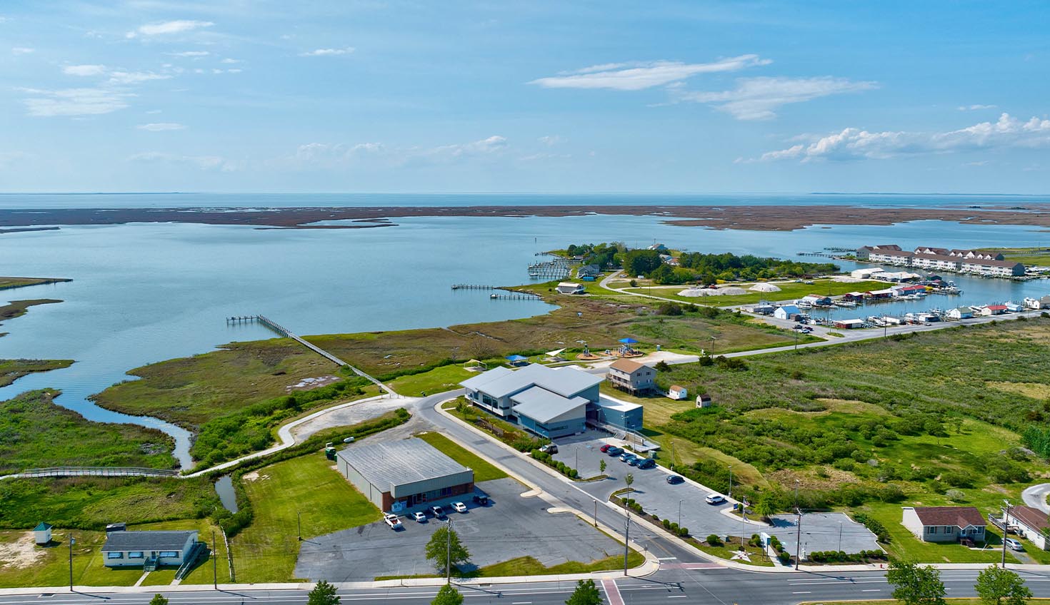a bird's eye view of a large body of water