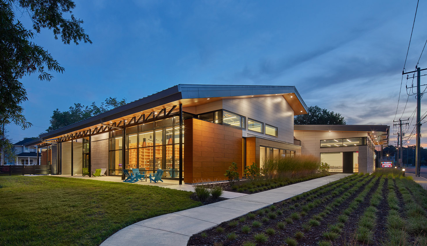a house with a walkway leading to it