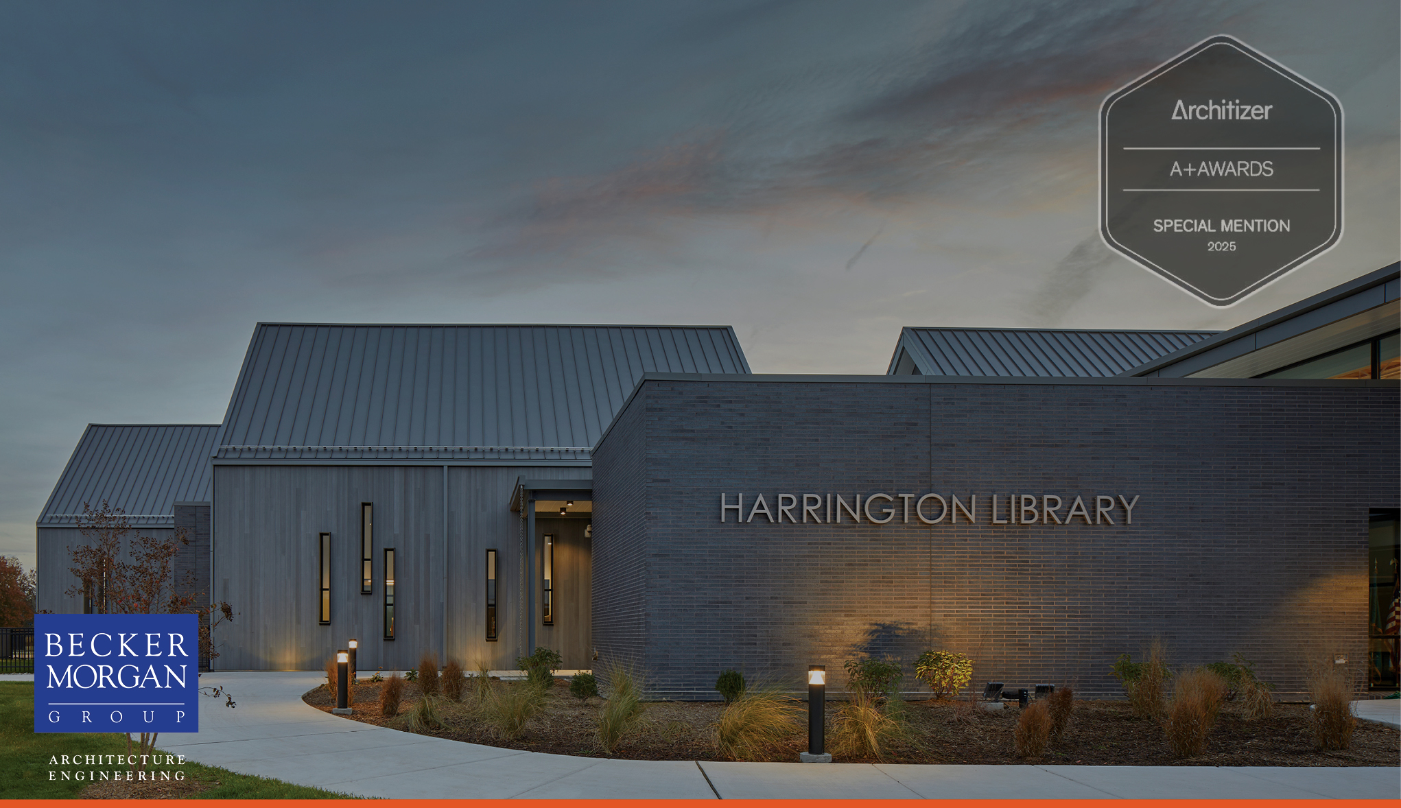 the front of a building with a sign that says harlington library