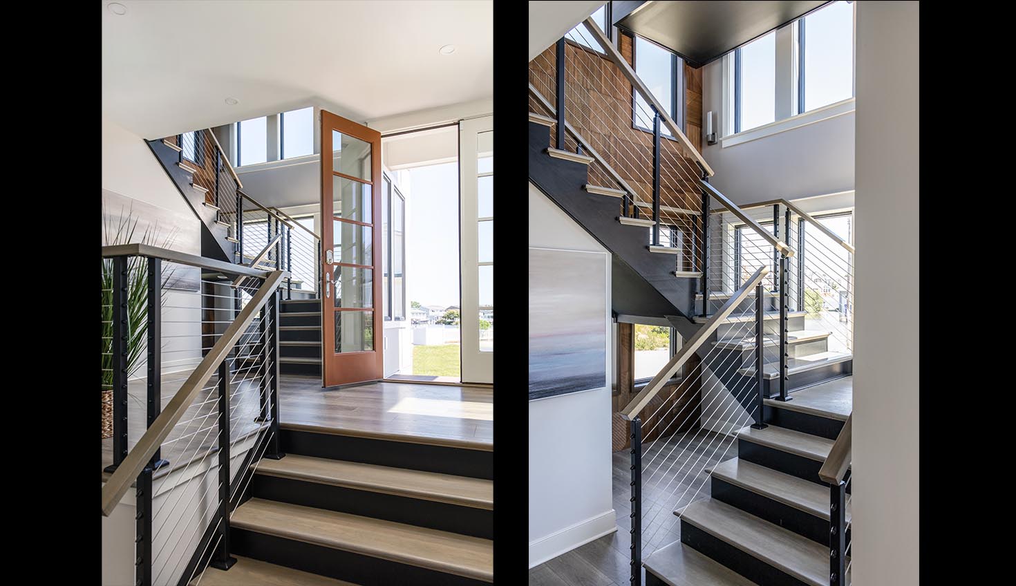 a set of stairs leading up to a second floor