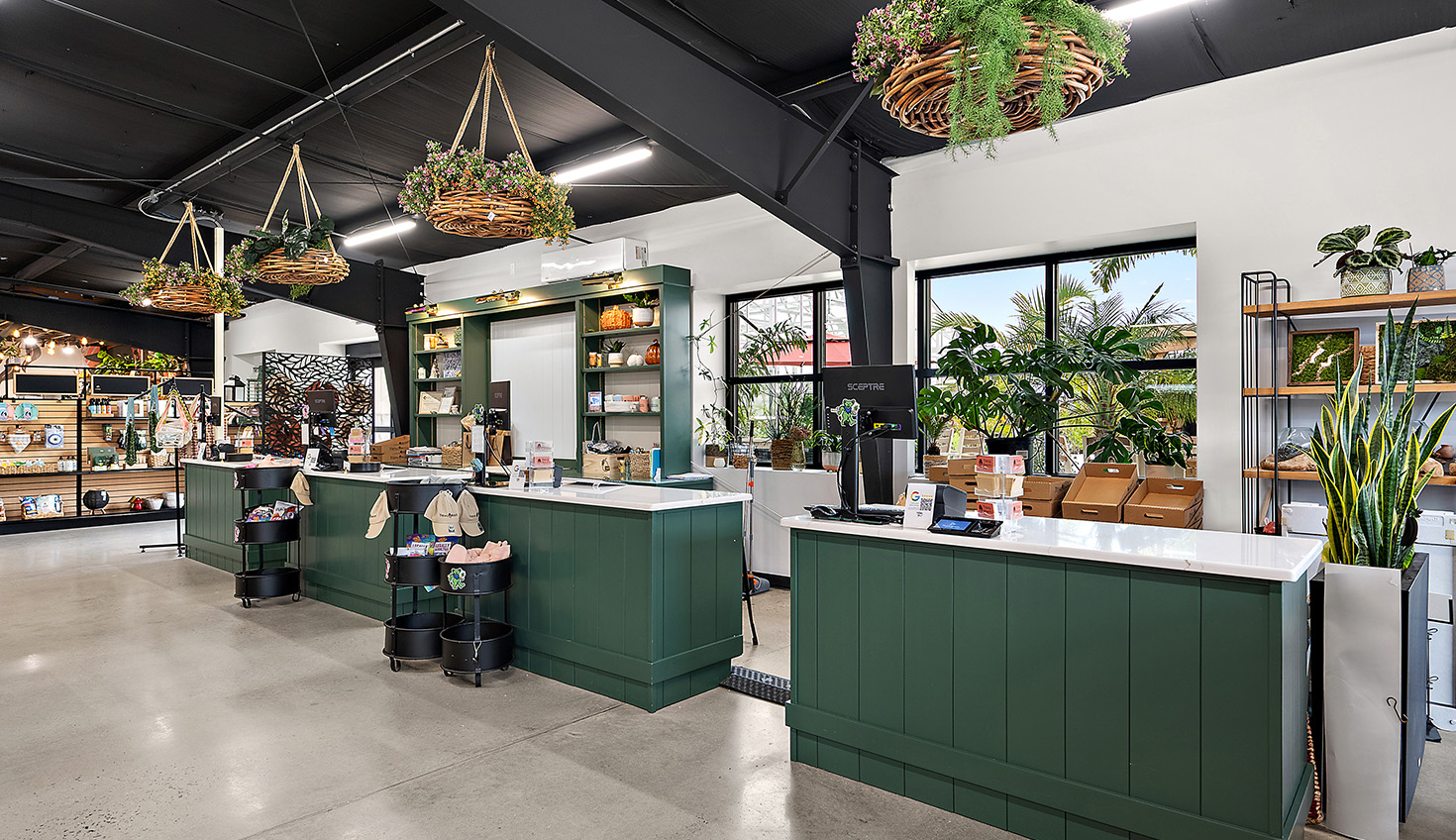 a large open room with lots of plants